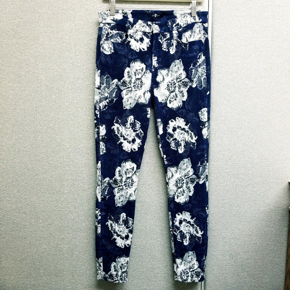7 For All Mankind navy floral jeans